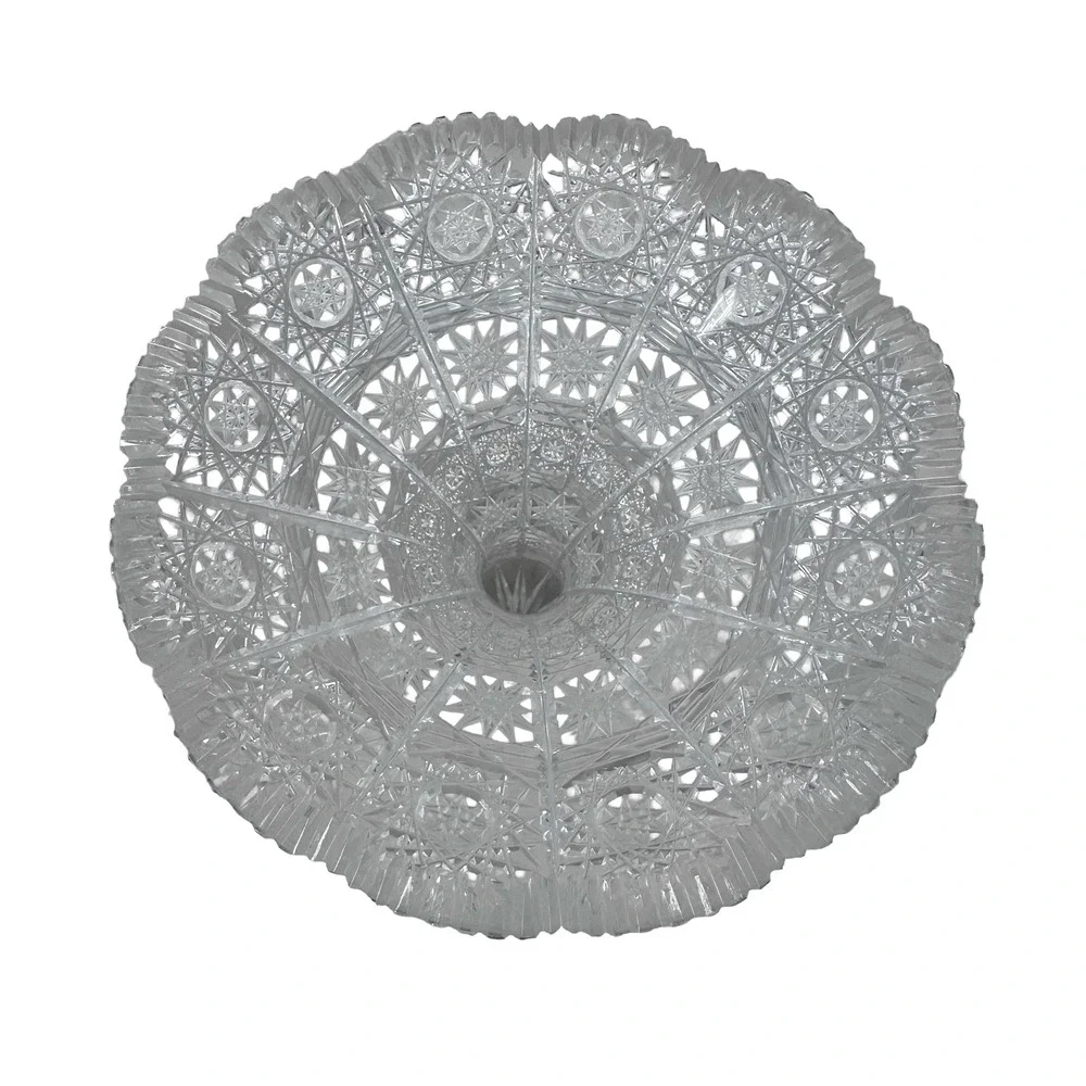 Queen Lace Flared Cut Crystal Trumpet Vase Hobstar Pattern Clear 6.5 inch